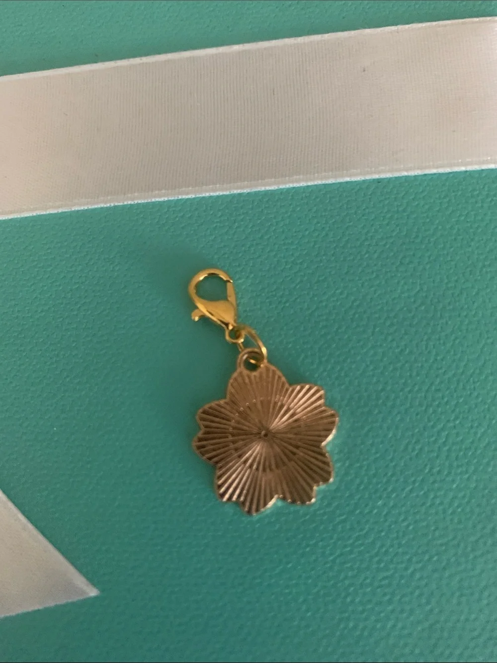 Purple Flower Enamel Charm with Gold Accents